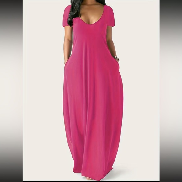 Boho burgundy side pockets comfy maxi dress - Picture 8 of 16